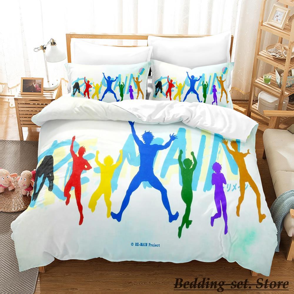 

RE MAIN Bedding Set Single Twin Full Queen King Size Bed Set Adult Kid Bedroom Duvetcover Sets Anime Parure De Lit Bed EU single(135x200cm)