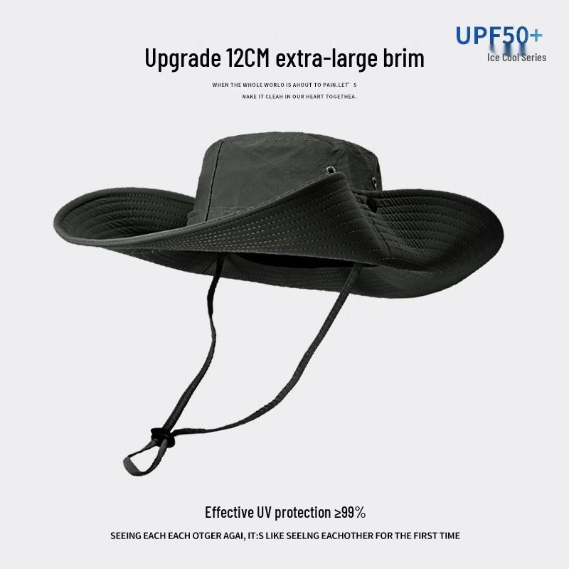 UV Protection Denim Sun Hat - Unisex Outdoor Hiking & Fishing Bucket Hat with Large Brim.