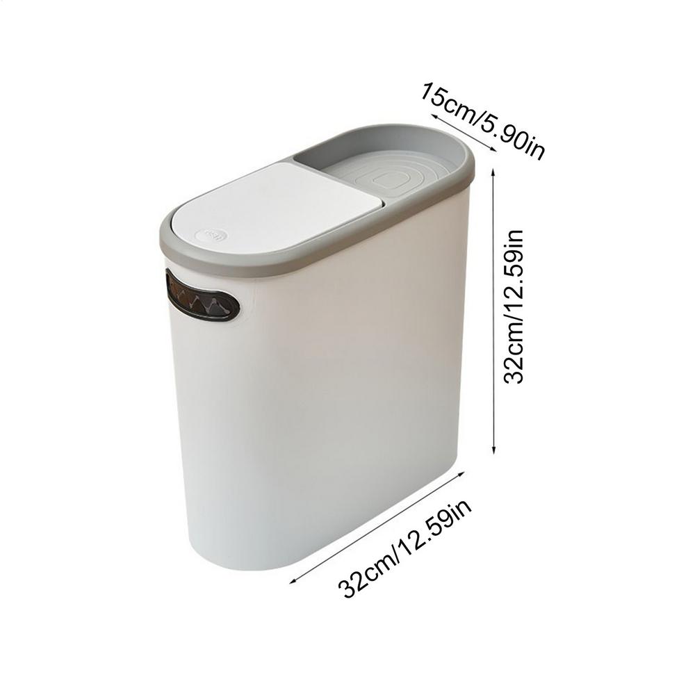 

Garbage Can 10L Bathroom Waste Bin Press Top Lid Wastebasket Dustbin for Home Toilet Sink Workplace Room Dorm Apartment Bedroom белый