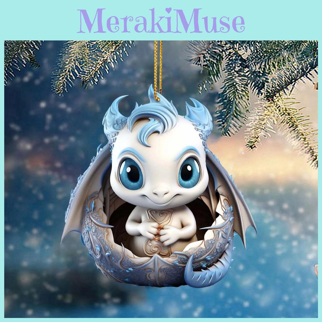 Charmantes Acryl-Drachenei-Anhängsel für Weihnachtsbaumschmuck und Auto-Rückspiegel-Ornament