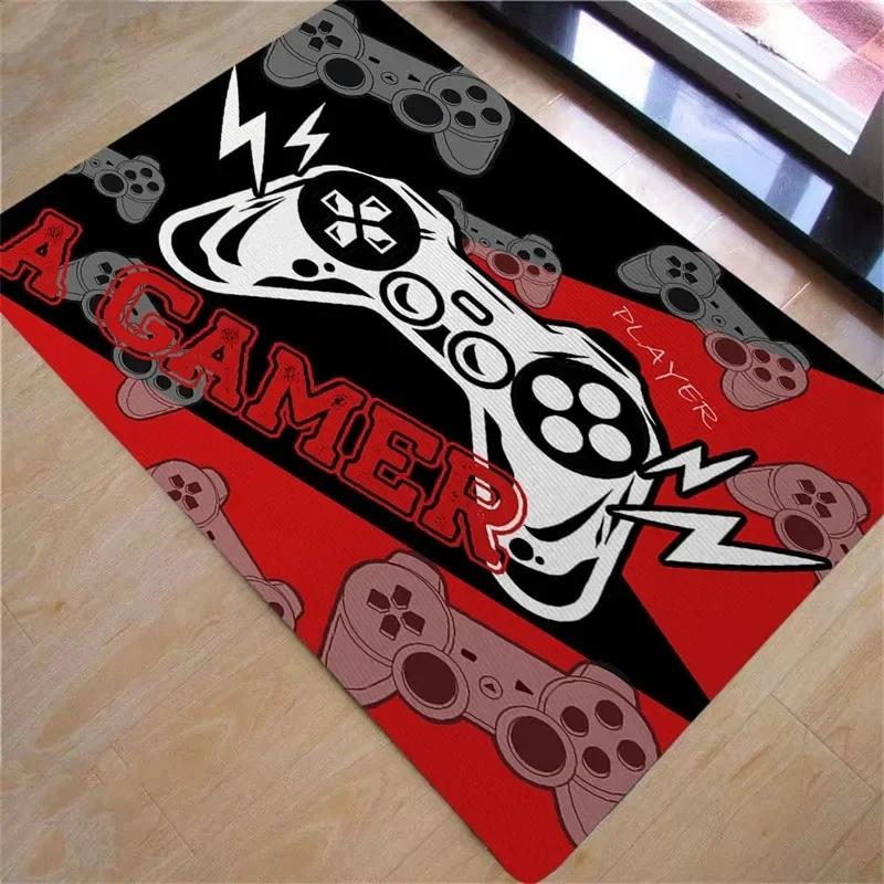 Gamer Rugs for Bedroom Playroom Boys Teen Game Gamepad Carpet Bathroom Kitchen Living Room Floor Mat Home Decor Non-Slip Doormat