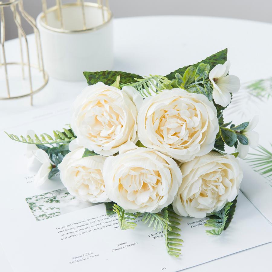 1/3PCS Artificial Flowers Vase Home Room Table Decoration Festival Wedding Bridal Bouquet Outdoor Garden Diy Gift Box Silk Peony