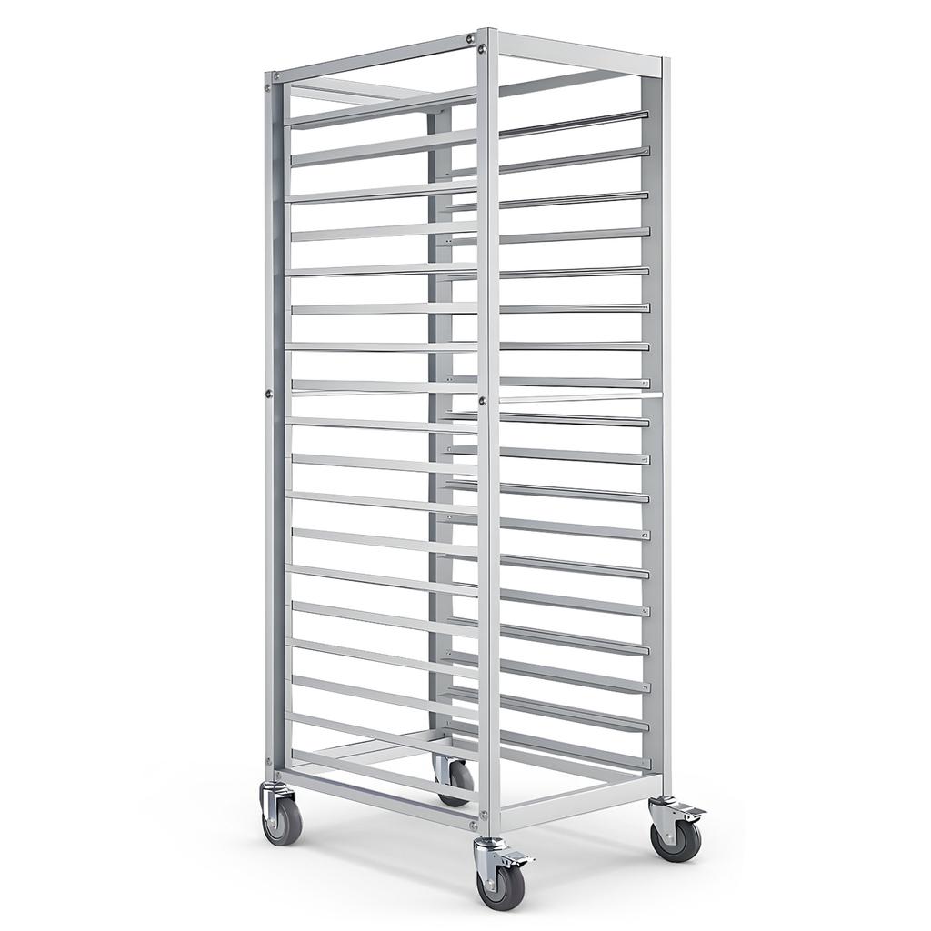 18 Tier Aluminum Bread Baking Speed Rack with Wheels Commercial Kitchen Bun Pan Sheet Pan Rack for Restaurant Cafeteria Pizzeria