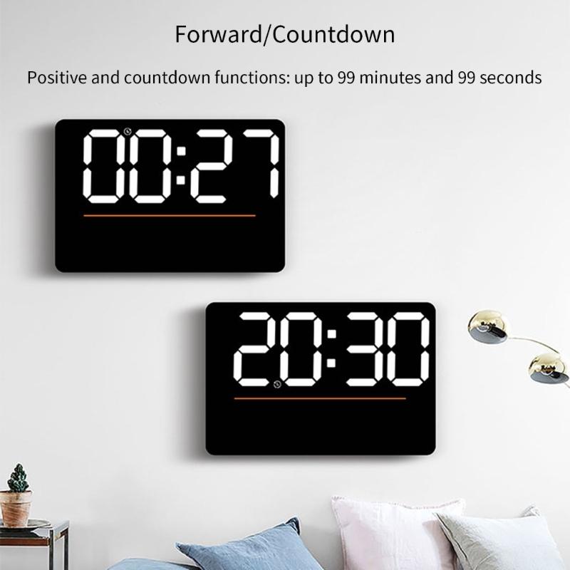 Precisions Temperature Hygrometer Digital Clock with Large LED Display Screen Brightness Adjustment Timer for Home Office