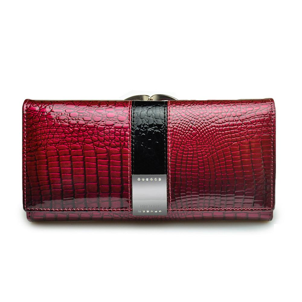 Damen Geldbörse aus echtem Leder, Damen-Geldbörse, Kartenhalter, Geldbörse, Damen-Geldbeutel, Alligator-Kuh-Geldbörsen