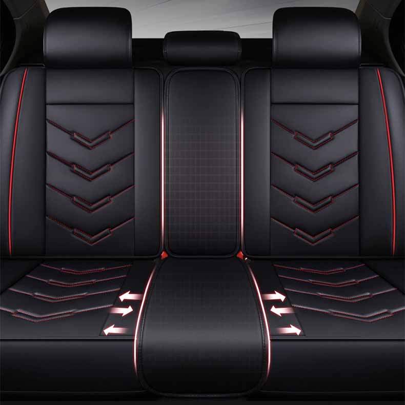 Leder Autositzbezug, Der Vollständig Umhüllende Autositzschoner mit Kopfstütze Lendenkissen Universelle Passform