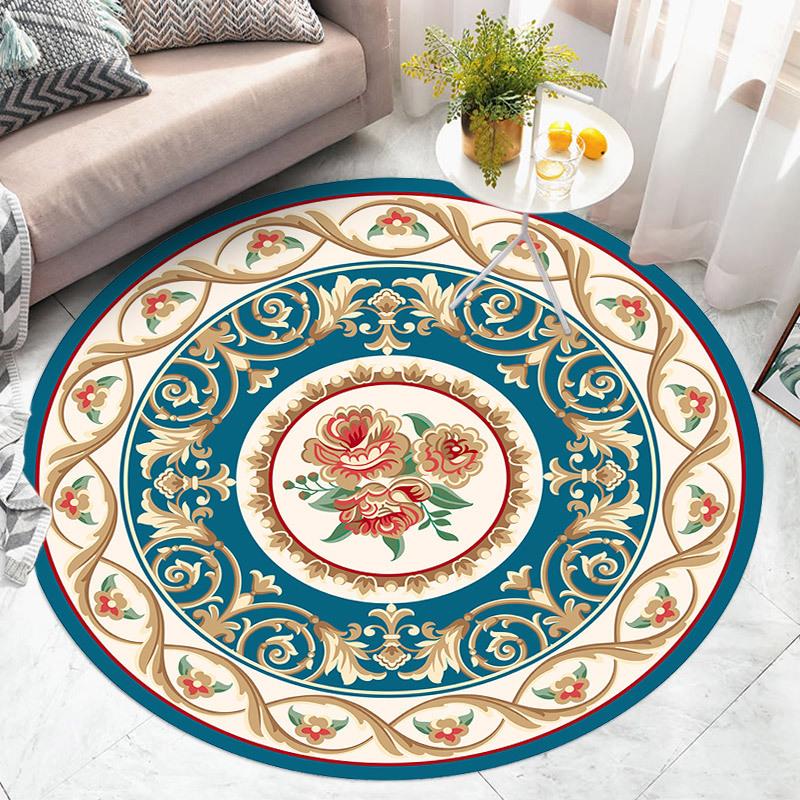 Round Carpet Home Decoration Simple Style Living Room Bedroom Mat Anti-slip Mat Yoga Mat Door Mat
