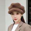 Elegante Faux Fur Baret voor Dames - Winterwarmte met Verstelbare Metalen Sluiting, Chic Imitatie Nerts Design, Perfect voor Kerstuitjes