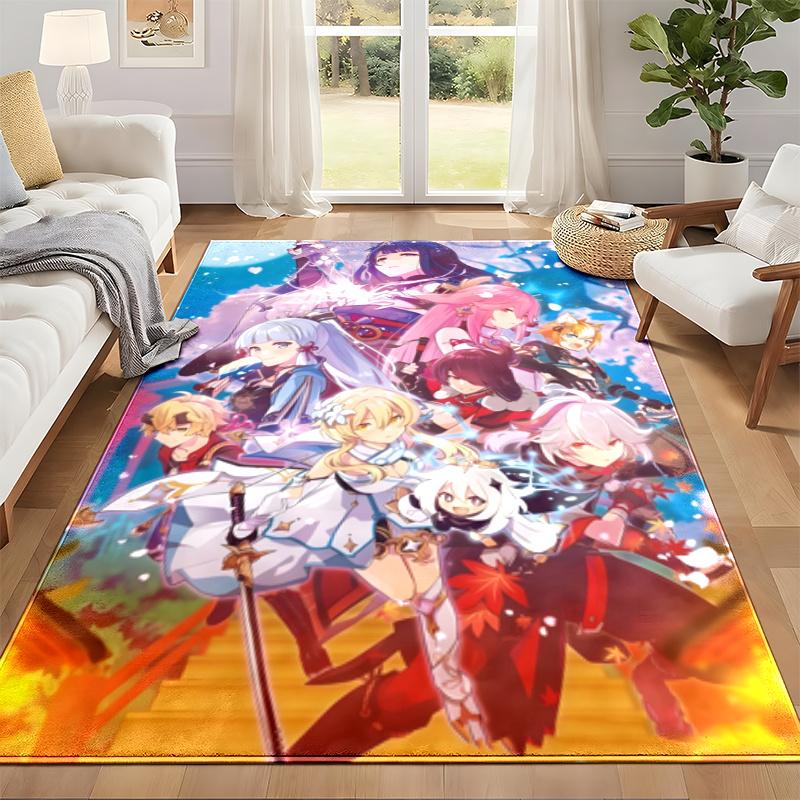 Genshin Impact Carpet Door Mat for Living Room or Bedroom Protective Mat Under Chair Office Decoration Christmas Gift Birthday Present