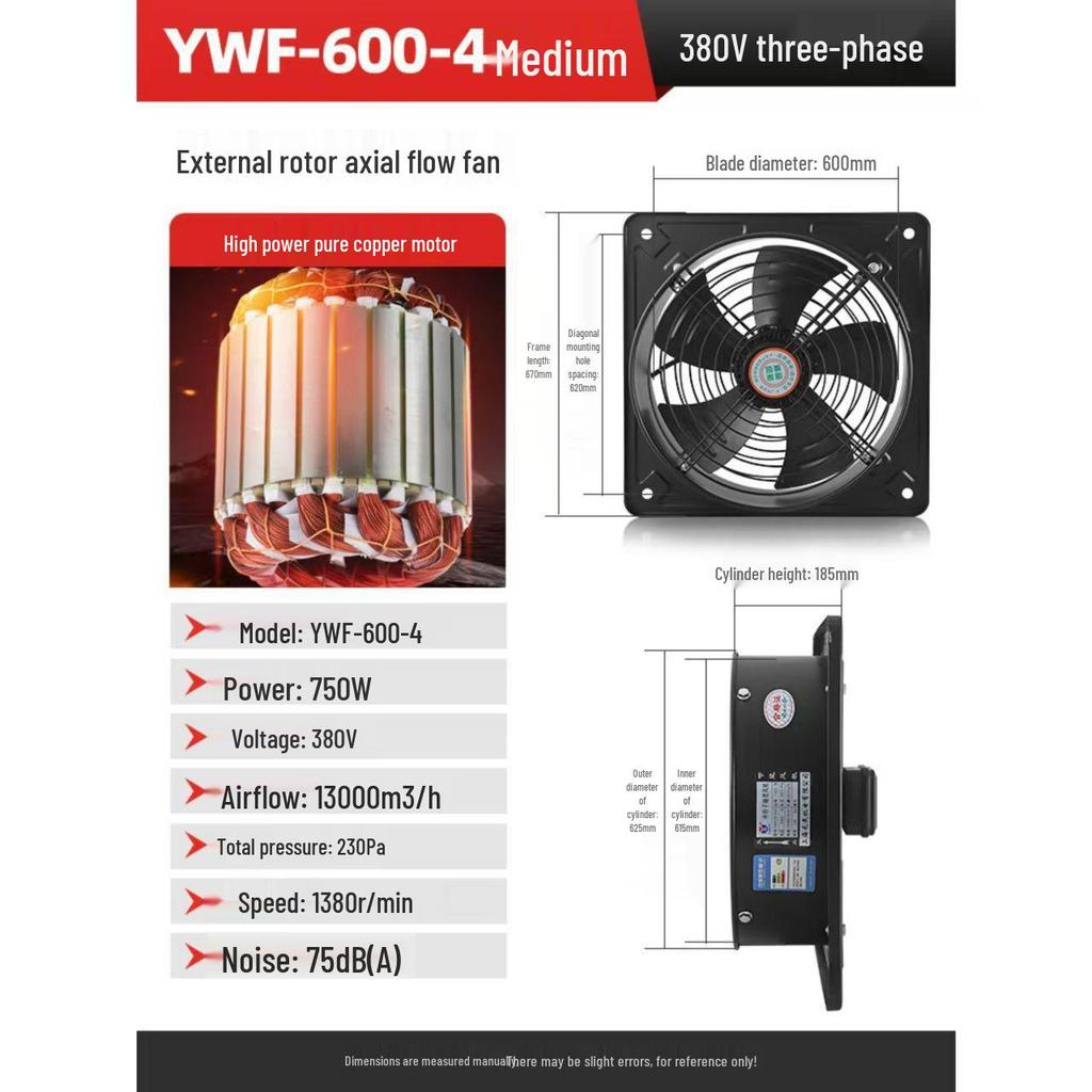 220V & 380V Low Noise Axial Fan: Silent Square Outer Rotor Ventilator for Kitchen Smoke Exhaust and Industrial Use.