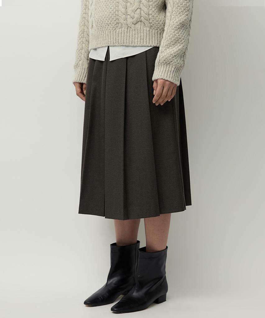 Leopeusaideuhwaiteulabel Organ Pleated Skirt Brown