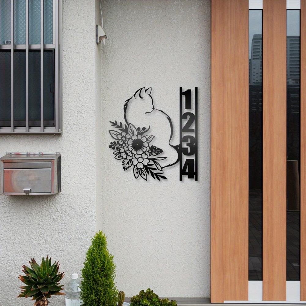 Metallkatze Garten-Adressschild, Hausnummernschild, Außendekoration für die Wand, Personalisiertes Haustiergeschenk