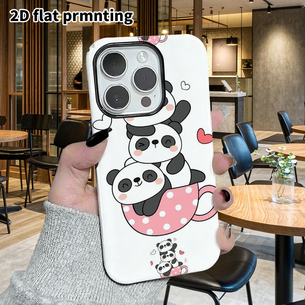 Phone Case: 2D Flat Design Suitable for iPhone 18 17 16 15 14 13 Pro Film Protective Case, Couple Style, Pink Polka Dot Teacup, Christmas and Hallowee