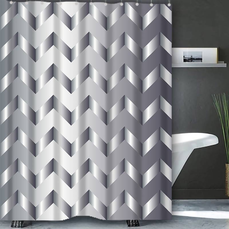 Abstract Geometric Bathing Curtain  Bathroom Nordic Green Leaf  Shower Curtain Waterproof With 12 Hooks Home Deco Free Ship