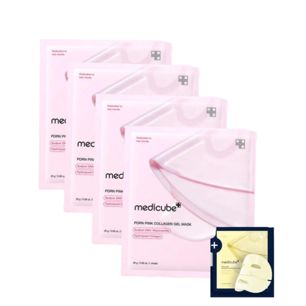 Medicube PDRN Pink Collagen Gel Mask Skin Repair & Glow Boosting Sheet Mask Set 5 Sheets (4 PDRN + 1 Brightening)