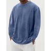 Herren Vintage Einfarbiger Pullover Langarm Rundhals Lässiges T-Shirt