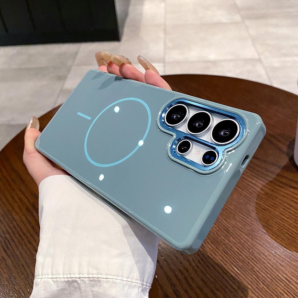 

Для Samsung Galaxy S25 Ultra Чехол Совместимый с MagSafe ТПУ+ПК Устойчивая к царапинам Задняя крышка телефона с металлическими акцентами Blue