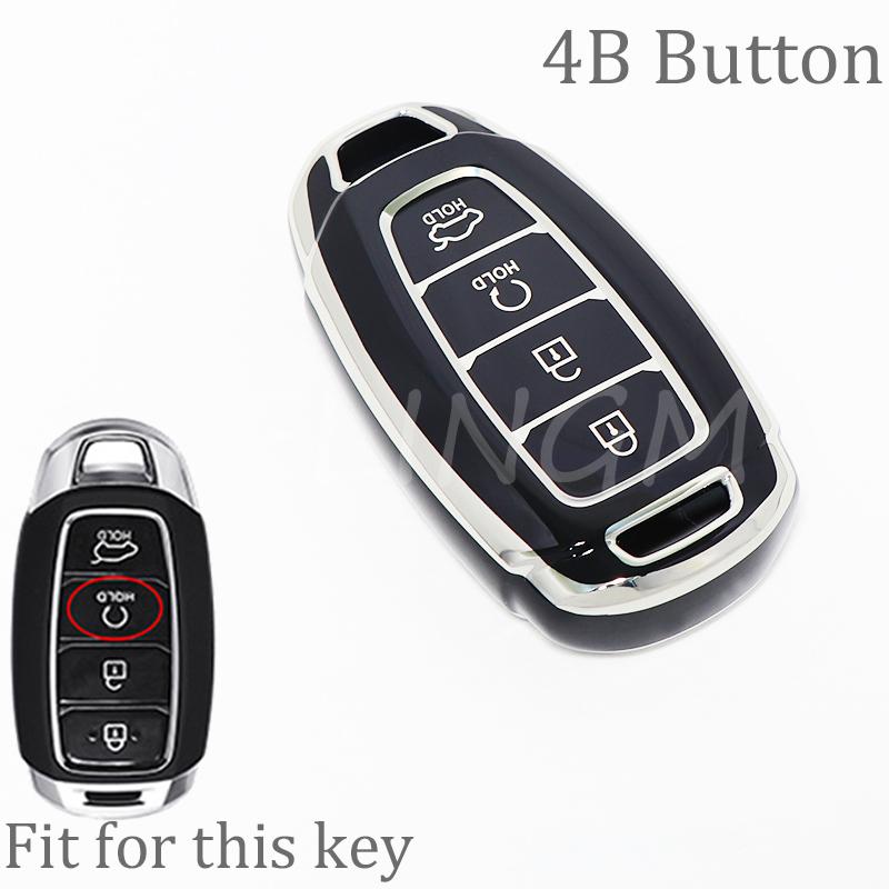 For Hyundai Kona Encino Solaris Azera Grandeur Ig Accent I30 Ix35 Santa Fe Palisade 3/4/5 Button Tpu Car Key Case Cover Keychain