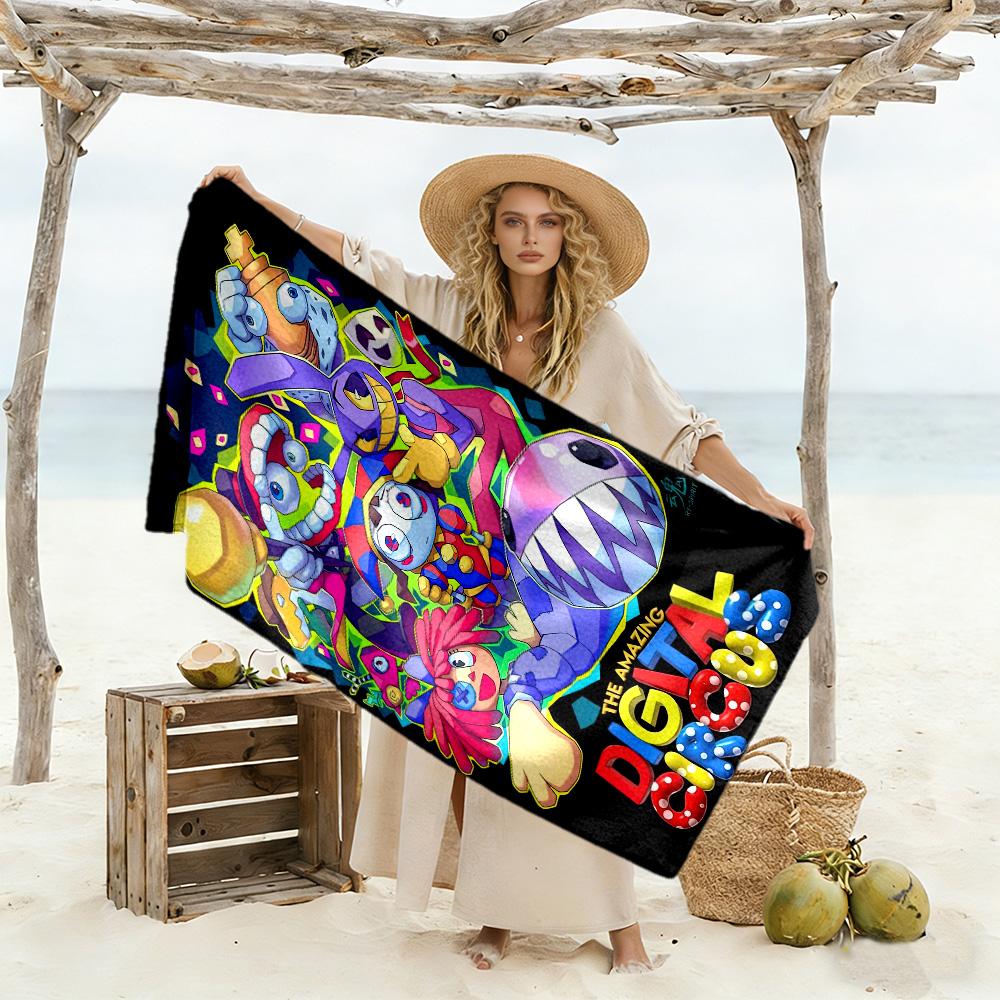 Das Erstaunliche Digitale Zirkus Stil Strandtuch Super Weich & Saugfähig Bequem Leicht Perfekt für Reisen Yoga Camping und Schwimmen