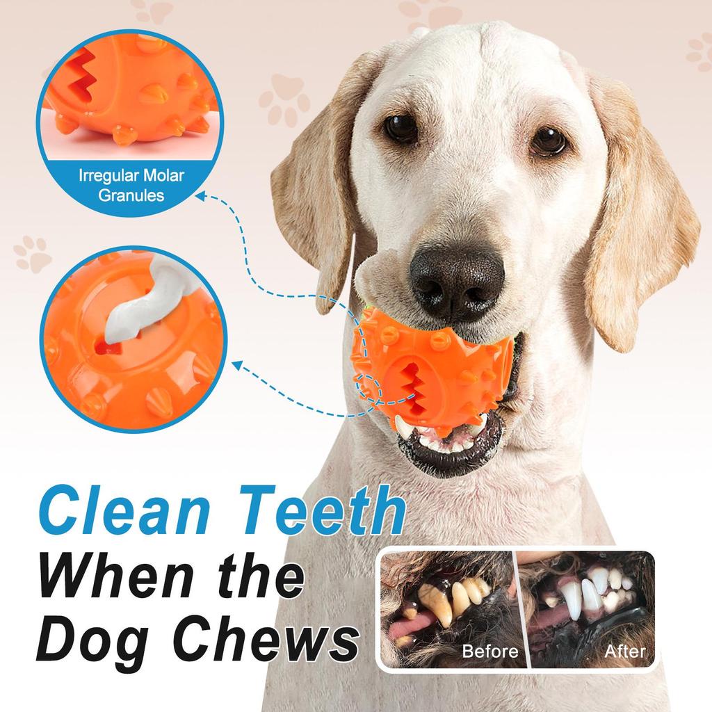 Interactive Dog Teething Ball - Bite-Resistant Toy for Self-Play, Dental Cleaning, and Boredom Relief