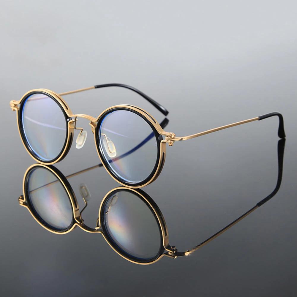 Vintage Anti Blue Light Glasses Men Premium Round Frame Clear Lens Blue Light Blocking Glasses Men Women Metal Glasses