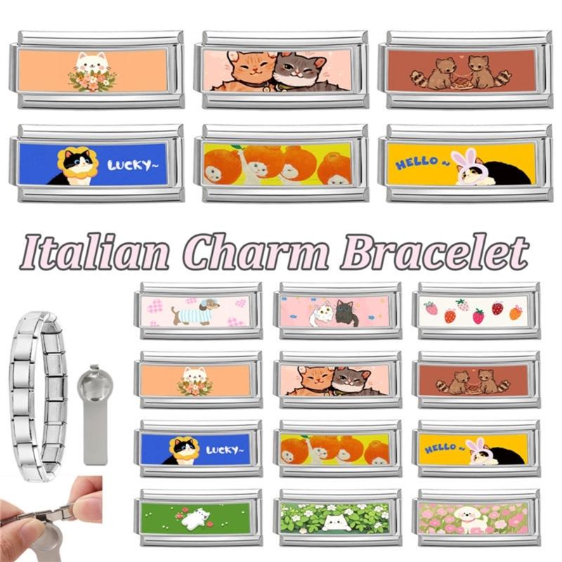 Photo Italian Modular Bracelet Band Link Connector Stainless Steel Texture Jewelry Accessories Suitable for Enthusiasts
