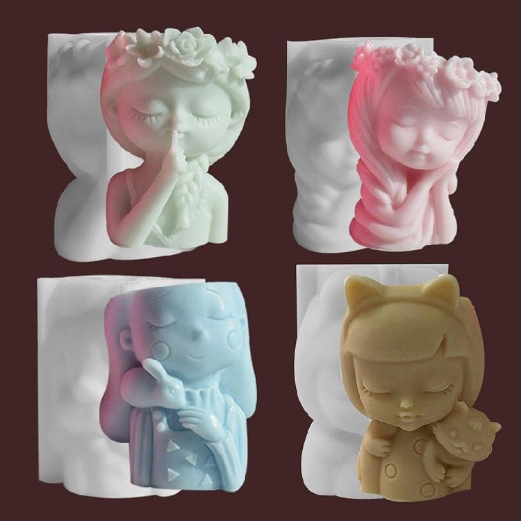 3D Teenager Girl Planter Silicone Mold Candle Candy Decorating Tool Household