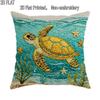 2D Flat 1pc Summer Ocean Turtle Throw Pillow Covers Teal Yellow Cosy Decorative Pillowcases One Sided