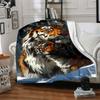 1pc Tiger Print Blanket Lightweight Flannel Blanket Throw Blanket For Sofa, Bed, Travel, Camping, Livingroom, Couch, Chair, And Bed Yy2509026163