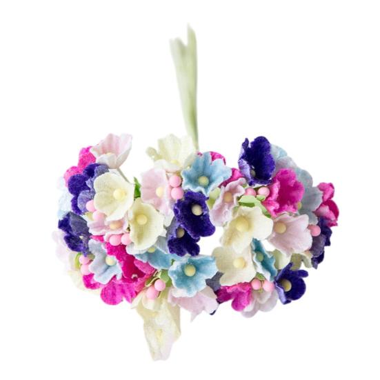 Artificial Mini Flowers Bouquet Handmade Small Wildflower Crafts for DIY Wedding Bouquet Wreath Bridal Shower Party Home Decor разноцветный