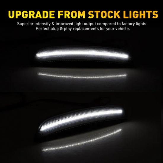 For Chrysler 300 2015- White LED Side Marker Light Lamps Front Smoked Lens