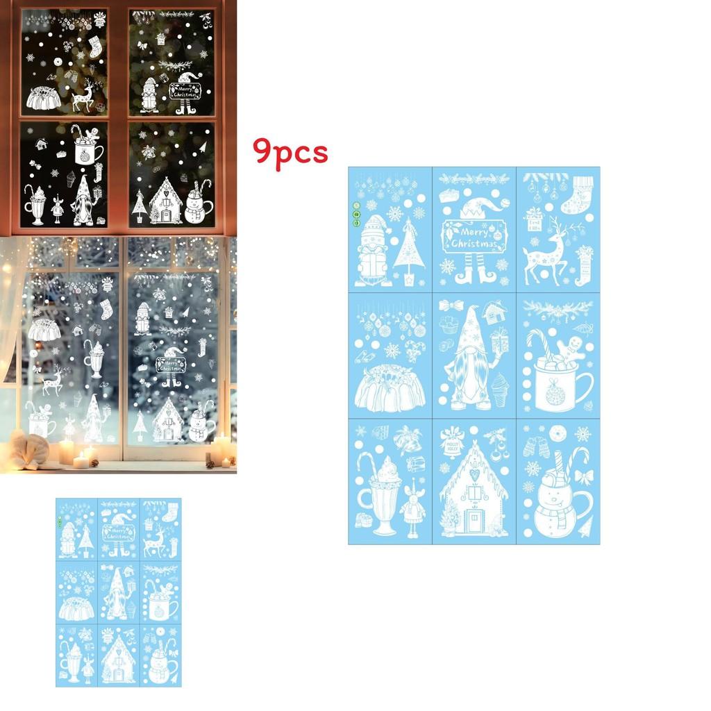 Christmas Snowflake Reindeer Window Sticker With Static Glass Decals For Holiday Decor