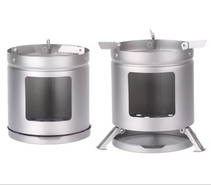 Portable Pure Titanium Outdoor Wood Stove <1L Capacity for Home Barbecue Picnic Tea Making Camping/Hiking Equipment
