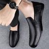 New 2024 Men Dress Shoes Genuine Leather Breathable Middle Aged Business Round Toe Wedding Footwear Male Flat