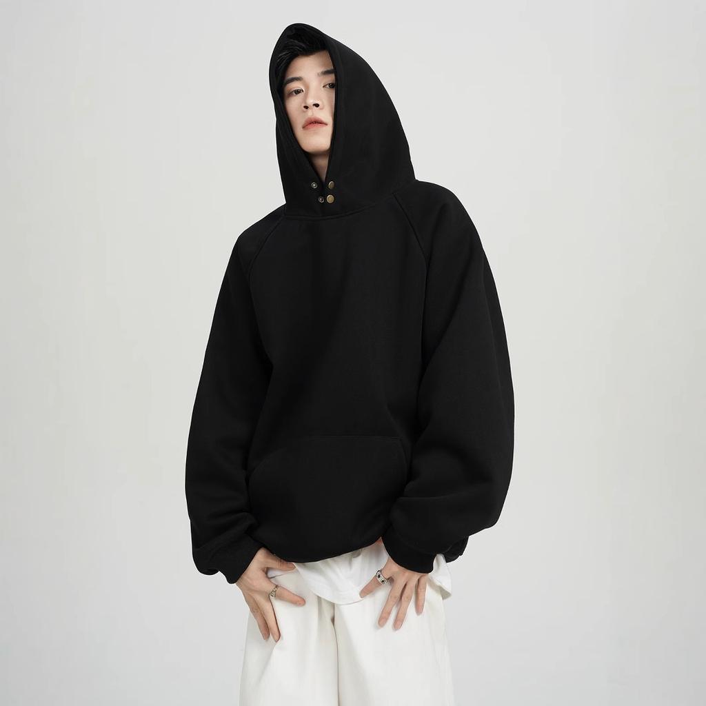 Button Hooded Sweatshirt Men's Autumn and Winter Loose Casual Versatile Hoodie Jacket