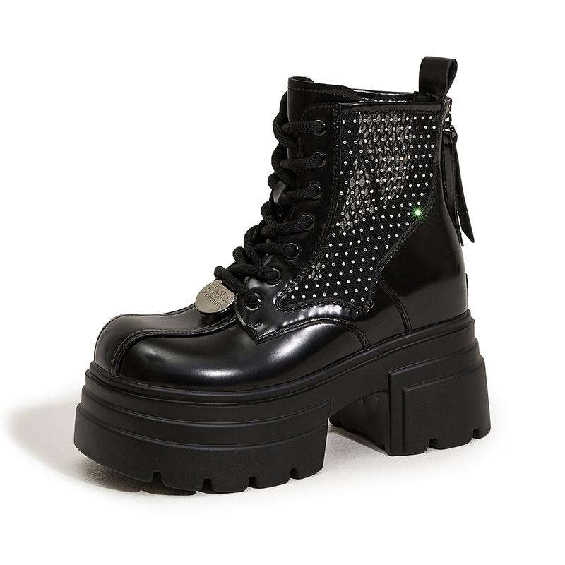 

Женские сандалии на скрытой платформе, весна-лето 2025, новые дышащие и универсальные короткие ботинки на толстой подошве, обувь с сетчатыми отверстиями 39 чёрный