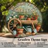 Metal Wall Art Round 8x8 Inch City Garden Welcome Sign Indoor Outdoor Decor