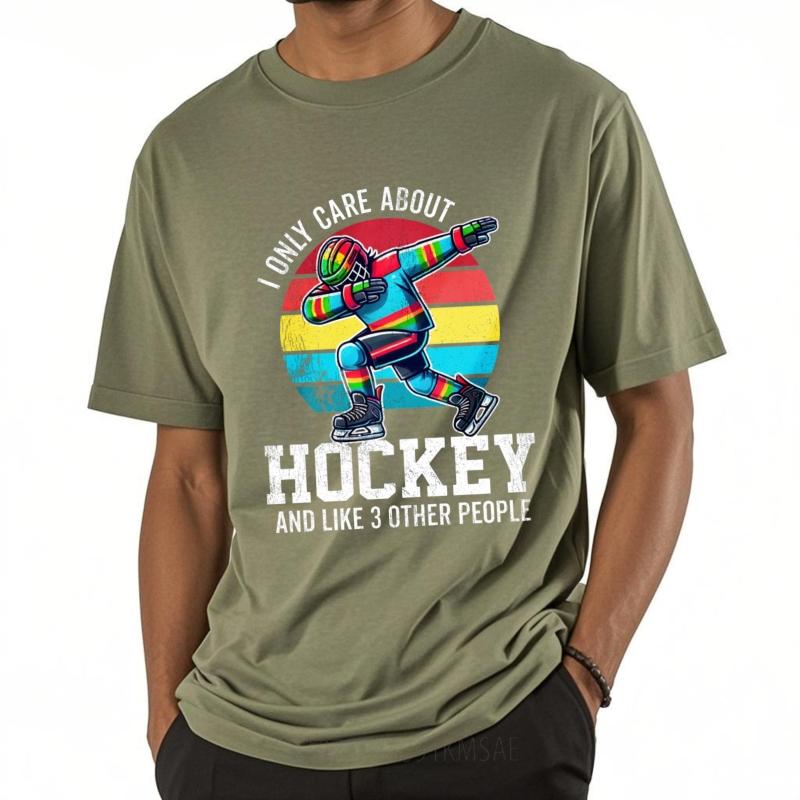 New Arrived Men Oneck tshirt Vintage I Only Care About Hockey And Like 3 Other People Trendy Unisex tees Comfort Tshirt