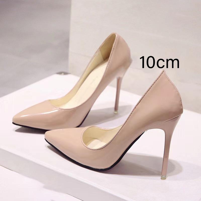 Scarpe décolleté da donna con tacco alto Moda Pelle verniciata Punta stretta Tacco sottile Scarpa da sposa Sexy