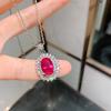 Simulated Red Diamond Ruby Pendant, Colorful Treasure Imitation Large Gemstone Pendant, Copper-Plated Real Gold Water Drop-Shaped Ring