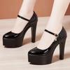 Zapatos de Boda de Charol para Mujer Plataforma Boca Baja Concisos Tacones Súper Altos Zapatos de Fiesta Calzado Femenino
