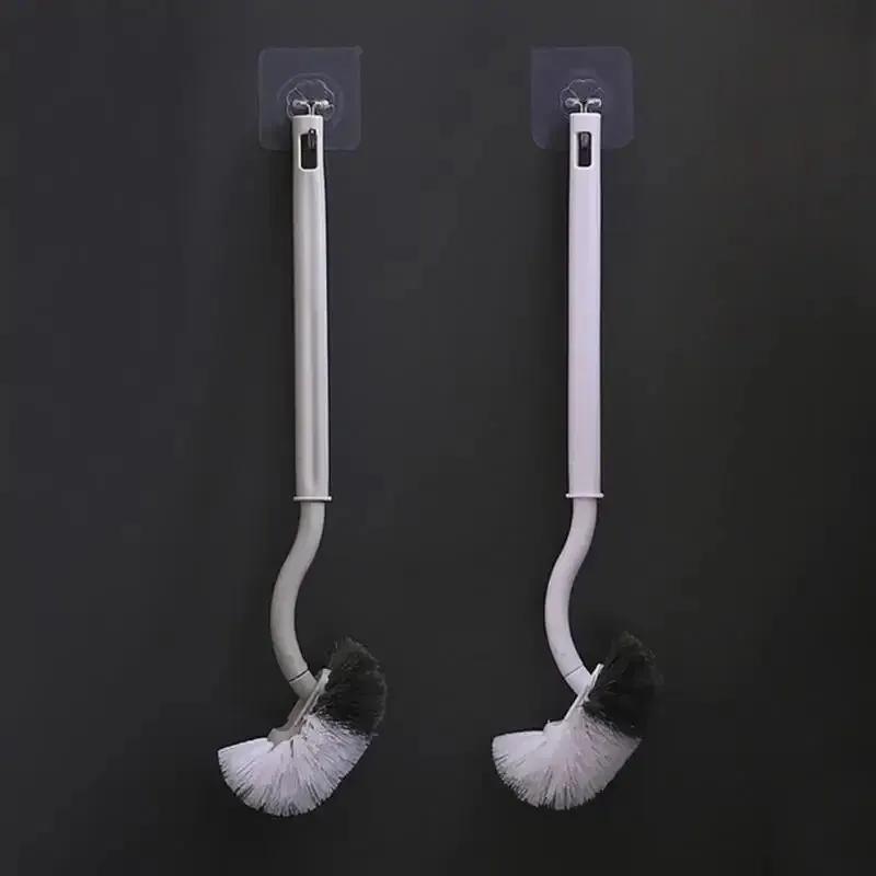 Bathroom Wall-mounted S-type Toilet Curve Brush Bent Head Corner Gap Brush Soft Hair Household Items Cleaning Tools Accessories