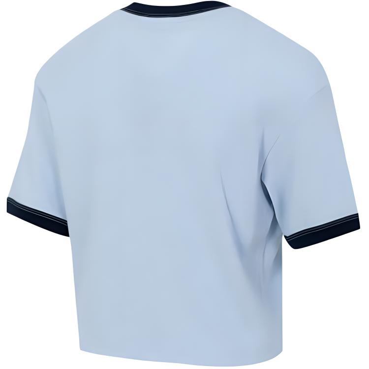 Adidas Color Block Casual Drop Shoulder T-Shirt Women Tops Blue JI7240