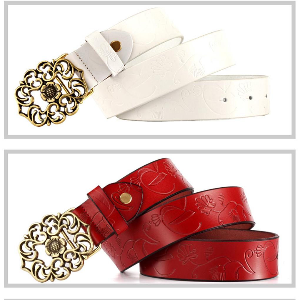 Leather Flower Buckle Belt For Jeans Adjustable Length Premium PU Delicate And Exquisite