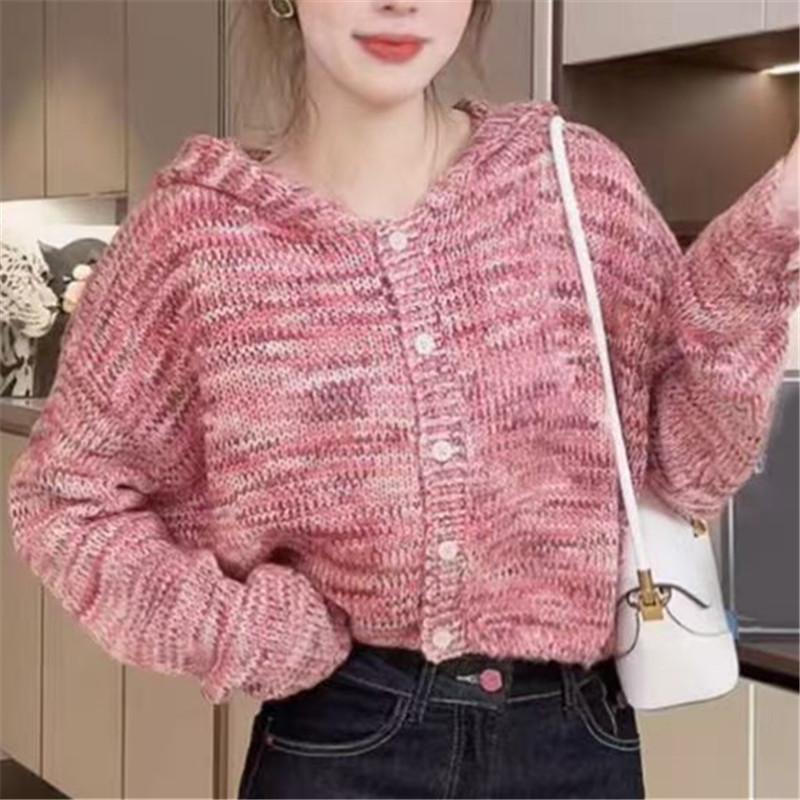 Women's Hooded Sweater with Single Breasted Cardigan Short Style Autumn and Winter
