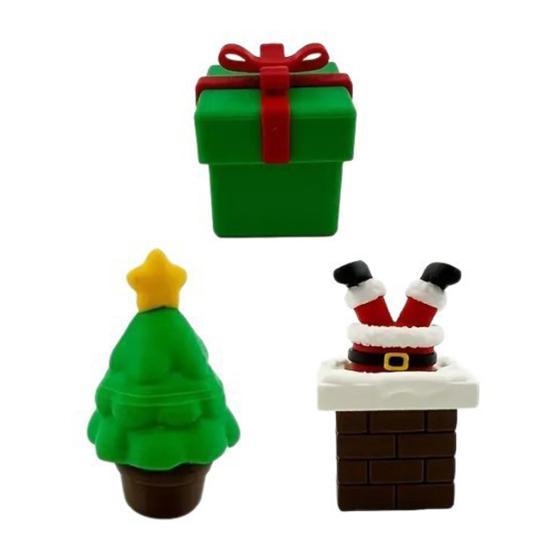 Yousheng 1/2/3/4Pcs 3D Printed Christmas Figurine Santa Snowman Star Topper Xmas Tree Gift Box Statue Holiday Party Decoration Ornament