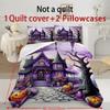 Halloween Three-piece Bedding Set Quilt Cover Pillowcase Brushed Fabric Thickened