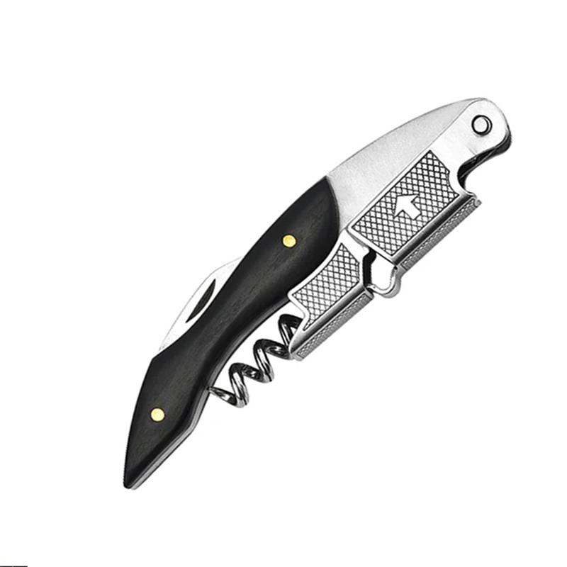 Professional Waiters Corkscrew,Wine Key with Ergonomic Wood Grip Beer Bottle Opener and Foil Cutter 6
