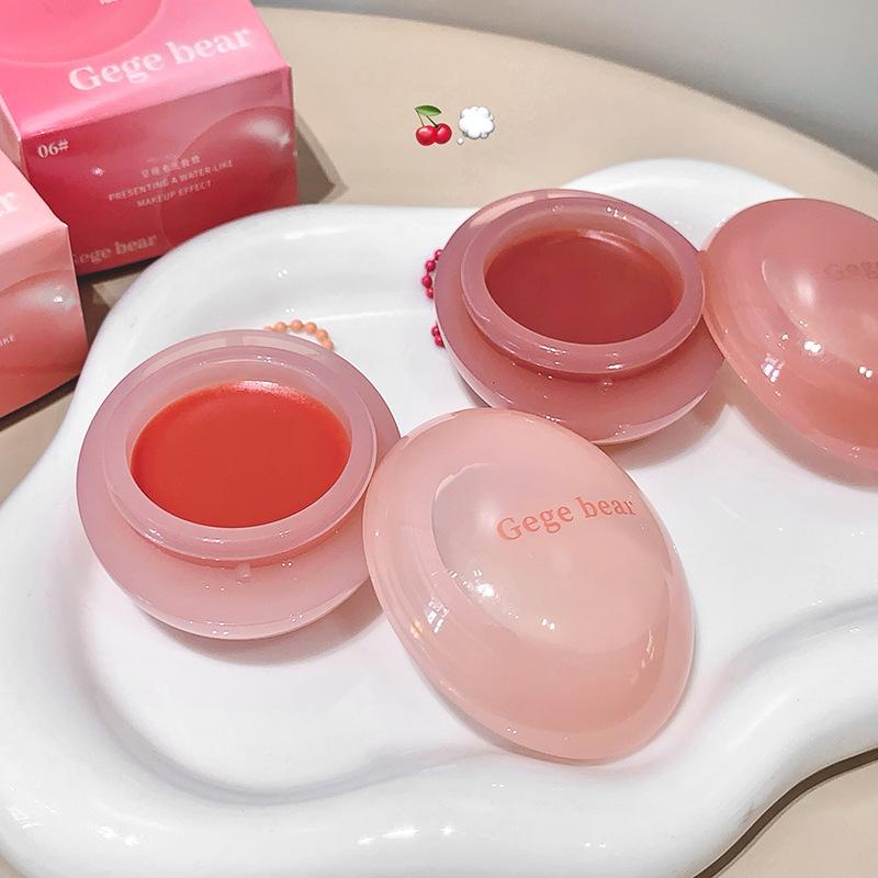 Gege Bear Lip & Cheek Glow Cream: Natural Nude, Korean Style, Youthful Blush, Long-Lasting Lip Gloss.