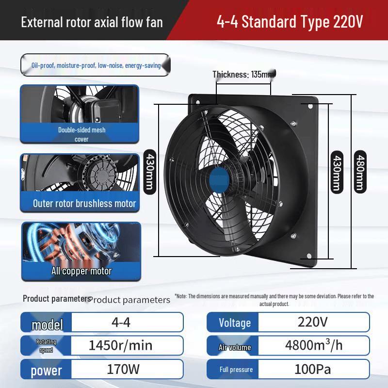 Jinglian Square External Rotor Brushless Axial Exhaust Fan CN plug (adapter included)